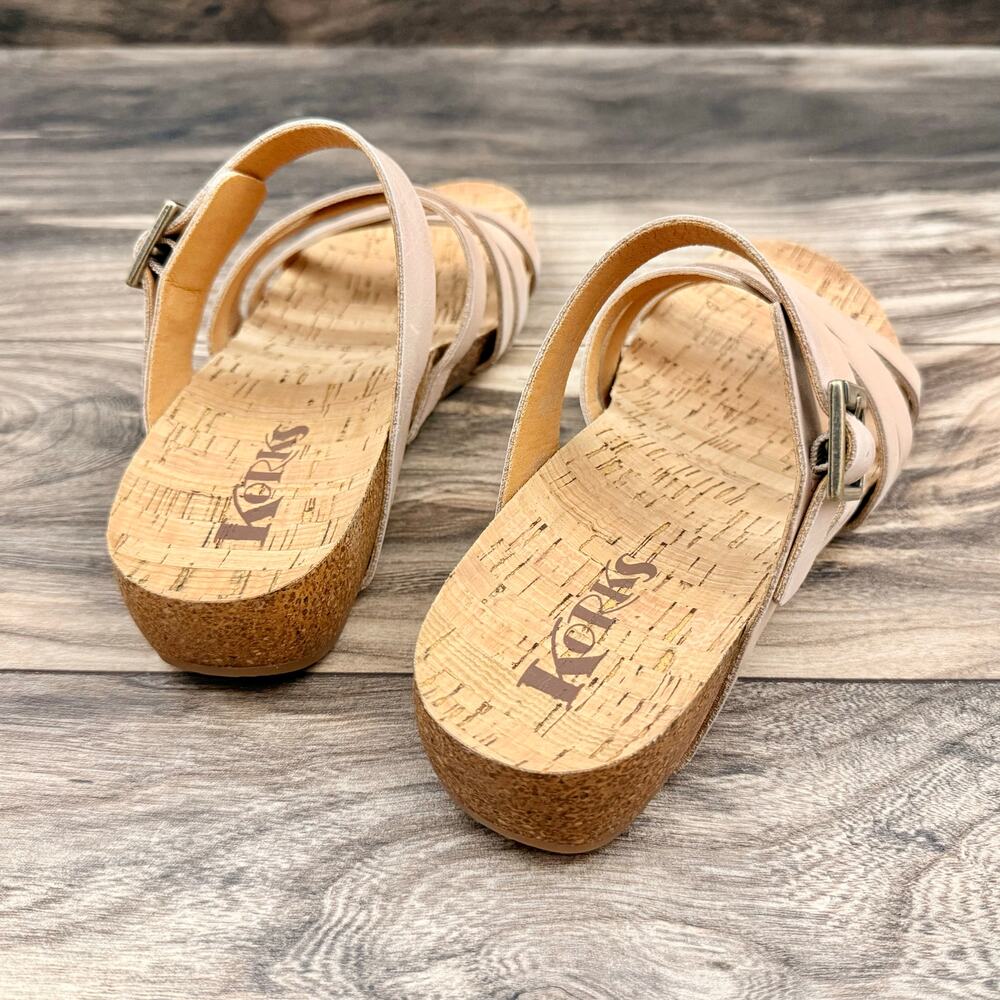 NIB Korks by Kork Ease Aster 9M Light Pink Leather Cork Slide Wedge Sandal - Picture 6 of 11